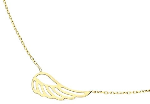 Echte 585 Gold Kette/COLLIER, 14 Karat Gelbgold, Engelsflügel, 42-45cm, inkl. Schmucketui