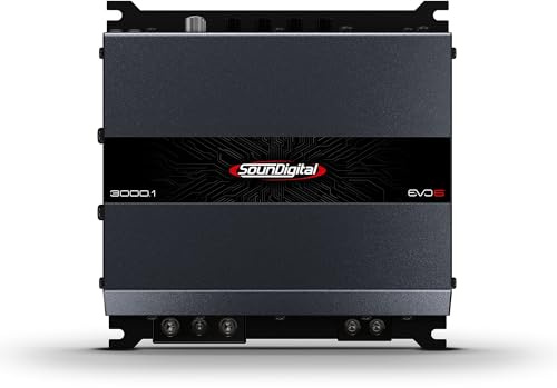 SounDigital Amplificatore auto 3000.1 EVO 6.0 a 1 canale, amplificatore di potenza 3000 W RMS | 2 Ohm | filtro regolabile alto/basso pass | ingresso RCA | Bass Boost | Amplificatore compatto per auto