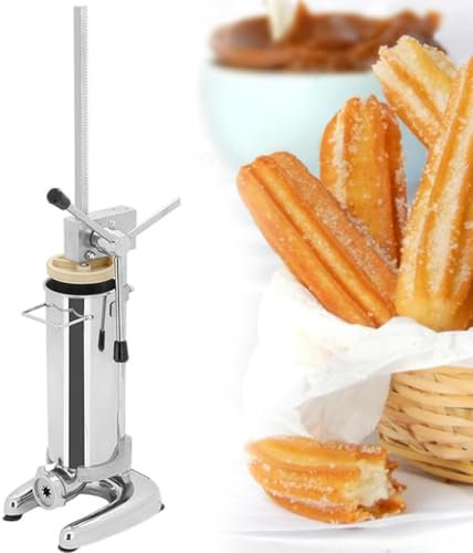 Máquina para Hacer Churros Manual, Máquina para Rellenar Churros, Máquina para Hacer Churros Tipo Donuts Comerciales de 2L/3L, 5 Tipos de Moldes, Ideal para Restaurantes y Panaderías,3L