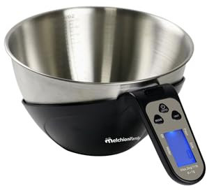 Melchioni Family EQUILIBRA, Bilancia Cucina Digitale, Bilancia Elettronica con Ciotola, Alta Precisione, Misurazione Liquidi, Capacità 5kg / 2L, Piedini Antiscivolo, Display LCD