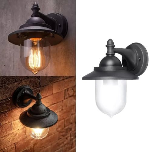 maolo Applique da Esterno Vintage con Attacco E27 – Lampada da Parete in Alluminio IP44, Stile Classico Retrò, Illuminazione per Giardino, Terrazzo e Balcone, Max 60W (Grigio scuro, Stile 1)