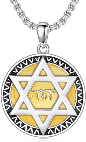 PDTJMTG Star of David Necklace with Name of God YHWH 925 Sterling Silver Jewish Star Pendant Necklaces Jewelry for Men