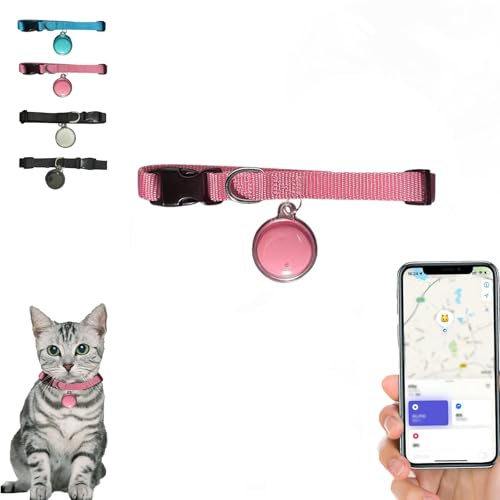 Mini Pet Tracker, Waterproof GPS Locator for Dogs and Cats, Bell-Shaped Design for Worldwide Real-Time Tracking, Easy Attachment to Any Collar for Ultimate Pet Safety (Pink-iOS)