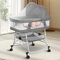 Sinbide Lit Bébé,3 en 1 Lit bébé Pliable avec roulettes,Berceau Bébé avec Matelas et moustiquaire,Lit Cododo Bébé Mode balancelle, Facile à Transporter,Lit de Voyage pour bébé