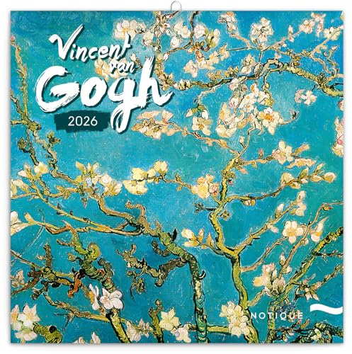 NOTIQUE Calendario da parete 2026 Vincent van Gogh, calendario mensile in brochure, design estetico 30 x 30 cm (aperto 30x60)