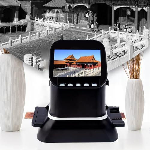 zxmeimm Scanner per pellicole e Diapositive,Scanner per pellicole ad Alta risoluzione da 120,Schermo LCD 1080P,convertitore di pellicole digitali, conversione di pellicole Negative da 35mm