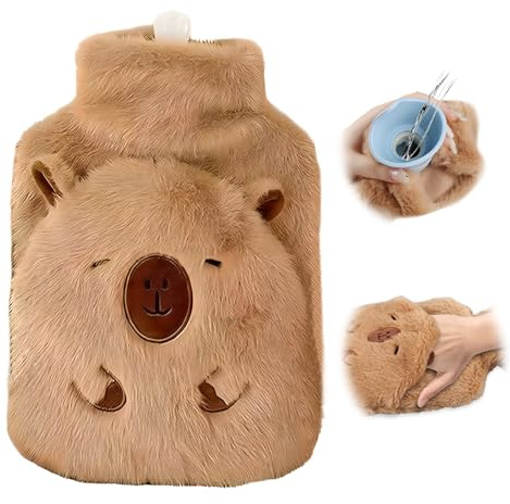 SilverChry Bouillotte Eau Chaude, Bouillotte avec Housse, Hot Water Bottle, Détachable et Lavable, Idéale pour Réchauffer Les Mains, Les Pieds et Le Dos en Hiver