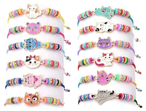 YUZHEDM 12 stycken kattarmband justerbar boho vänskapsarmband | Flätat sidentråd armband färgbeständigt elastiskt omlottarmband för kvinnor män festival fest vardag smycken