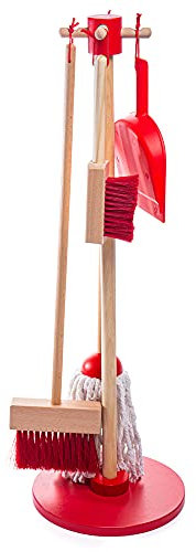 Bigjigs Toys Wooden Cleaning Set with Broom, Mop & Dustpan and Brush