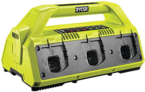 RYOBI 18 V ONE+ Akku-Ladegerät RC18627 (platzsparende Ladestation für bis zu 6 Akku, für ONE+ 18 V Lithium Akkus, Ladestrom von 2,7 A, ohne Akkus)