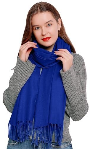 DonDon Sciarpa Donna Invernale Sciarpa Inverno Scialle Stola morbida e calda 185 x 65 cm - blu