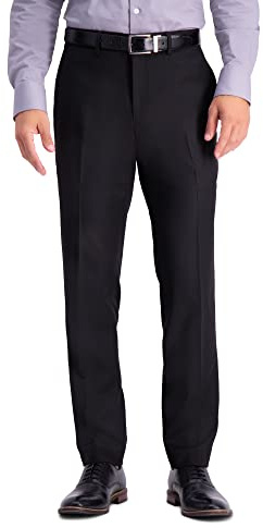 Kenneth Cole REACTION mens Premium Stretch Texture Weave Slim Fit Dress Pants, Black, 36W x 34L US