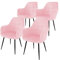 ECD Germany 4er Set Esszimmerstühle mit Rücken- und Armlehnen, Rosa, Küchenstühle mit Samtbezug, Polsterstühle mit Metallbeinen, Ergonomische Stühle für Esstisch, Wohnzimmerstühle Esszimmerstuhl