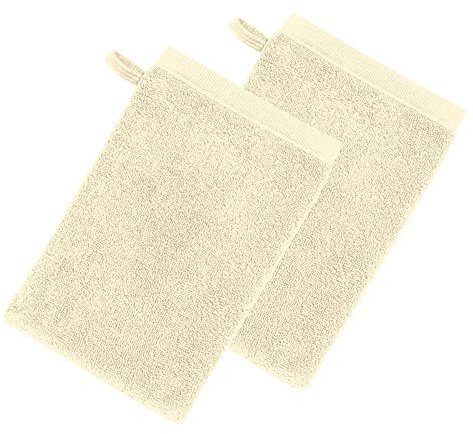 Erwin Müller Waschhandschuh 2er-Pack, Serie Heidenheim 100% Baumwolle -Natur Größe 15x21 cm - schnell trocknend und extra saugstark, kuschelweich, voluminöse Spitzenqualität