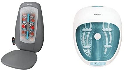 HoMedics Sedile Massaggiante Shiatsu, Massaggiatore Schiena, Spalle e Zona Lombare & Foot Spa, Pediluvio Massaggiatore Piedi 4 in 1 con Idromassaggio, Massaggio Vibrante