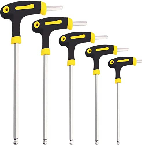 T Impugnatura della chiave, Metric T-Handle Metric Ball End Hex Key Set,Chiavi Allen Brugole Esagonali con Manico a T (2.5/3/4/5/6mm)