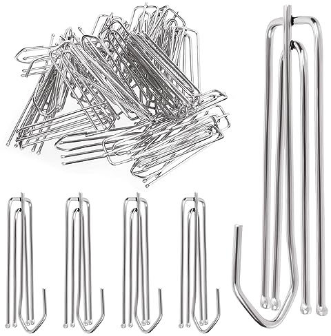 Swpeet 30 Uds Silver Stainless Steel Curtain Pleat Hooks,Gancho y Pin para Drapes Pleated Drapes 4 anillos Pinch Pleat Hook Clips, 4 colgantes de cortina de extremo para ventana cortina, cortina de
