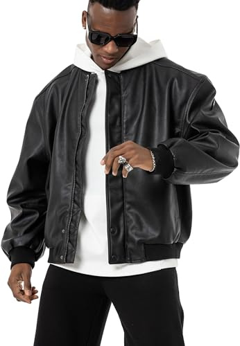 Redbridge Lederjacke im Bomberjackenstil Kunstleder Oversized Schwarz M