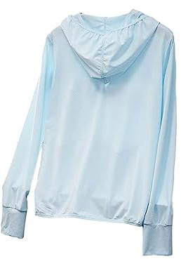 tuwiwol Abrigo de Seda Helada, Ropa con Capucha, Sudadera, Protector Solar, Chaqueta Deportiva para Exteriores, Ropa Deportiva para Mujer, Resistente a los Rayos UV para Pesca aérea, Azul, L