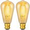 DiCUNO Bombilla LED B22 bayoneta, 6W bombilla de filamento equivalente 60W halógena, Blanco cálido 2200K, 660lm, No regulable, ST64 Vintage filamento LED para lámparas de araña y plafones, 2 Piezas