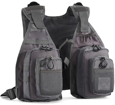 FLYDWV Multi functional breathable vest for sea fishing adventure fishing (grey)
