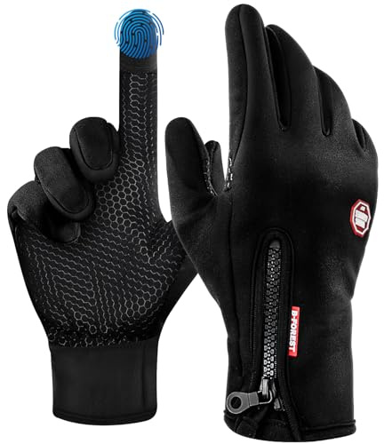 UPhitnis Warme Fahrradhandschuhe Herren Damen Winter - Freizeit Touchscreen Fahrrad Handschuhe mit Dünne Gefüttert Winddicht & Atmungsaktiv für Radfahren