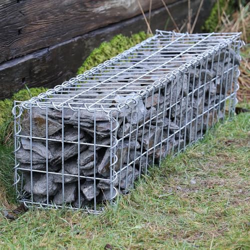 Actiasgear Heavy Duty Galfan Coated Gabion Baskets – Retaining Wall & Garden Wire Stone Cages – Easy Assembly with Helical – Multiple Options Available (100cm x 30cm x 30cm)
