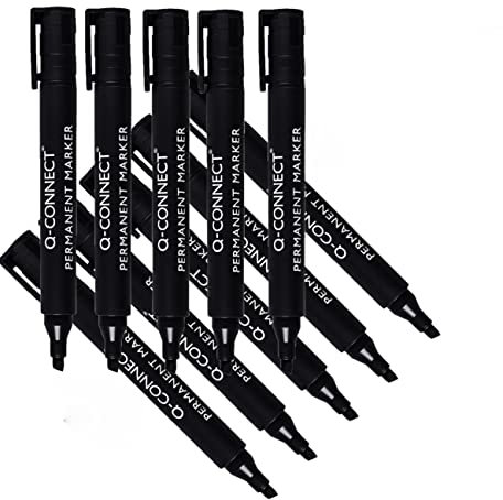 Q-Connect Permanent Marker Pen Chisel Tip Black (Pack of 10) KF26042