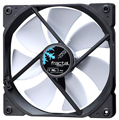 Fractal Design Dynamic GP-14 Computer Fan - Silent Fan - High Airflow – 140x140x25 mm – 1000RPM – FDB-Bearings – Trip Wire - Aerodynamically shaped struts – 12v - Black/White (Single)