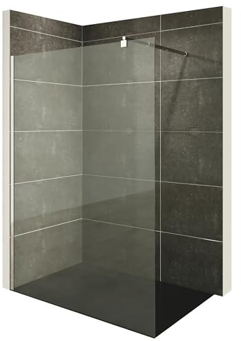 i-flair Duschabtrennung Walk In FIONA 140x200 cm Duschwand Dusche 10mm STARK aus DURCHSICHTIGEM NANO ESG Sicherheitsglas mit EDELSTAHL Wandprofil #740