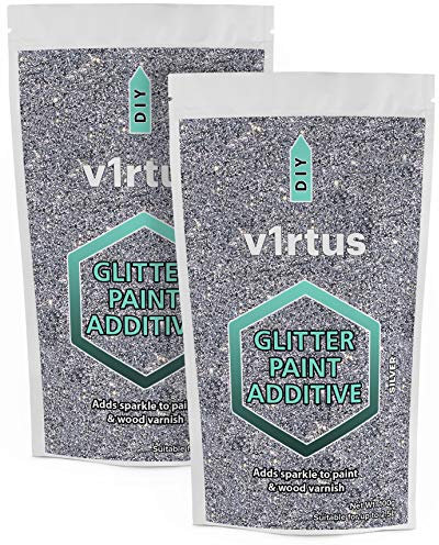 Silver Glitter Paint Additive 200g | Additive for Glitter Paint Walls, Add to Interior & Exterior Paint, Emulsion, Varnish | v1rtus
