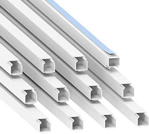 Goulotte de câblage Habengut (autocollante) 15x15 mm en PVC, Couleur : Blanc, Longueur 12 m (12 x 1 m de Longueur)