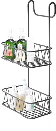 Blue Canyon 2 Tier Hanging Shower Caddy, No Drill Stainless Steel Bathroom Shelf, Non-Rusting Storage Shelves, Shower Accessory for Bathroom Organisation Shelf, Shower Basket Organizer, Grey