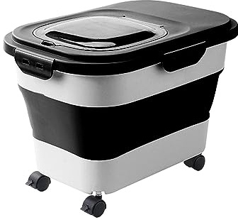 Baoblaze Récipient de Stockage Étanche Boîte Distributrice à Conteneur Pliable avec Couvercle Transparent Bidon à roulettes Conception en, Noir