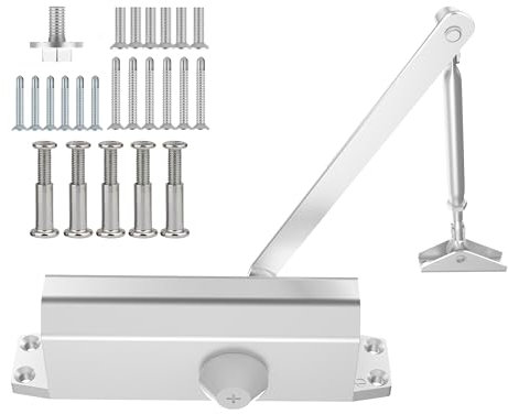 BOZXYE Türschließer, hydraulischer leiser automatischer Türschließer für Zuhause und Gewerbe, einfache Installation mit Handbuch und Schrauben, Aluminium (Türgewicht 198 ~ 119,7 kg)