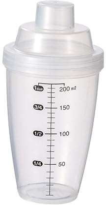 Shaker-Flasche für Proteinpulver, Getränke-Shaker für Proteinmischungen, multifunktional, transparent, 200 ml, für unterwegs, vor dem Training, im