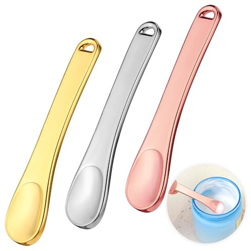 3 Pack Skincare Spatula Metal Makeup Spatula Mini Cosmetic Spatula Small Scoops Facial Applicator Tool Beauty Spatula For Face Mask Eye Cream Lotions Moisturizers