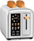 SEEDEEM Toaster 2 Slice, Stainless Toaster LCD Display&Touch Button, 50% Faster Heating Speed, 1.5'' Wide Slots Toaster, 4 Basic+More Timer Functions,Silver Metallic