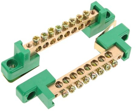 LAPYAPPE 2piezas Tira De Cobre Terminal Verde Para Distribución Eléctrica y Conexión Tierra