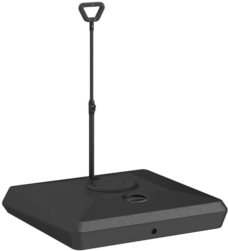 Outsunny Base per Ombrellone da Giardino in HDPE, Basamento per Ombrellone a Sbalzo con Ruote e Maniglia, Supporto per Ombrelloni 135/140/160mm, Riempibile con 120 kg di Acqua e 160 kg di Sabbia, Nero
