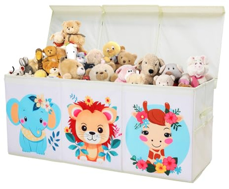 alldomess Cesto Portagiochi Bambini, con Coperchio e Maniglie, Grandi Contenitore Giochi Bambini Ragazzi e Ragazze, Scatola Pieghevole, Camera da letto, Sala da giochi, Animati Animale