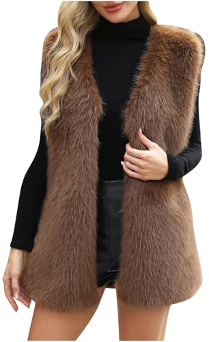 AEGJEGVD Gilet sans Manche Femme Fourrure Manteau Femme Sans Manches Polaire Teddy Chaud Épais et Chaud Leopard Veste En Fausse Duveteux Gilets Fourrure Ample Et Confortable Cardigan Blouson Automne