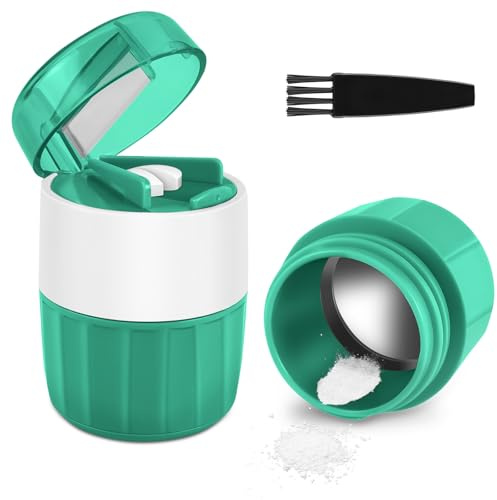 Fefod Taglia Pillole 3 in 1, Frantuma in Acciaio Inox, Trita Porta Pillola Portatile, Trita Pastiglie con Porta Pillole, Facile da Trasportare, Tagliare e Conservare, per Viaggi e Uso Quotidiano