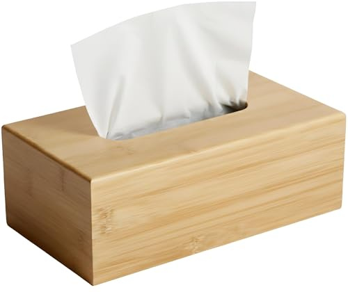 CLP Caja de pañuelos de Madera Natural Kalmia, dispensador de pañuelos de bambú, Caja de pañuelos cosméticos rellenable para baño y Cocina, Color:Natura