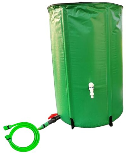 Serbatoi d'acqua con supporto e rubinetto 100L/200L/225L/250L/380L/750L/1000L Pieghevole Giardini Barile Pioggia Barile Portatile con Rubinetto e Collettori di Acqua Pioggia Contenitore di