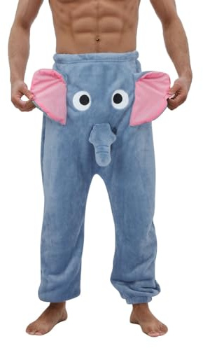Générique Pantalons d'intérieur Homme Hiver Pyjama éléphant Drôle Long Douce et Moelleuse Fantaisie Pantalon de Nuit en Peluche Chaud Flanelle Bas de Pyjama en Polaire Sommeil en Peluche Pantalons