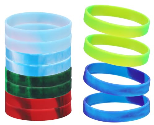 YELARXI Color Pattern Rubber Bracelets Wristbands, Silicone Bracelets Wristbands for Adults Wrist Band 12 Pcs & Mixed Blue And Purple-Fitting for Both Men and Women