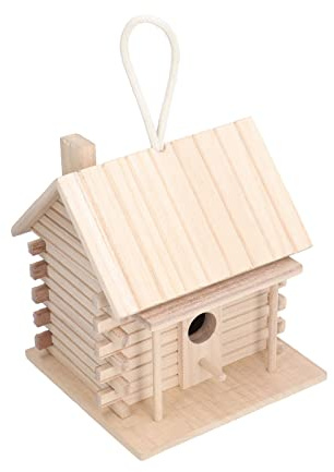 Stylebest Nichoir à Oiseaux en Bois à Suspendre, Cabane en Rondins, pour Décoration de Jardin Extérieur et Nidification Sûre, 17x17x18cm, en Paulownia