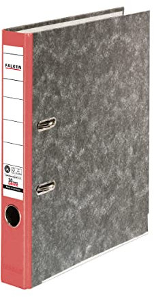 Original Falken Recycling-Ordner Wolkenmarmor. Made in Germany. 5 cm schmal DIN A4 roter Rücken Ringordner Aktenordner Briefordner Büroordner Pappordner CO2-Neutral Blauer Engel