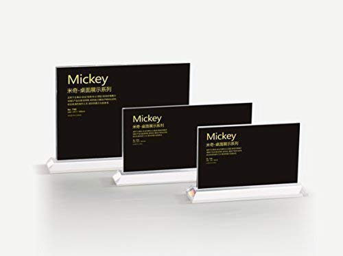 Tisch-Aufsteller aus Acryl (PMMA) inkl. Acrylsockel facettiert glasklar Display Tischaufsteller T-Form Tischnamensschild Werbeschild Preisschild (100x200 mm Hochformat)